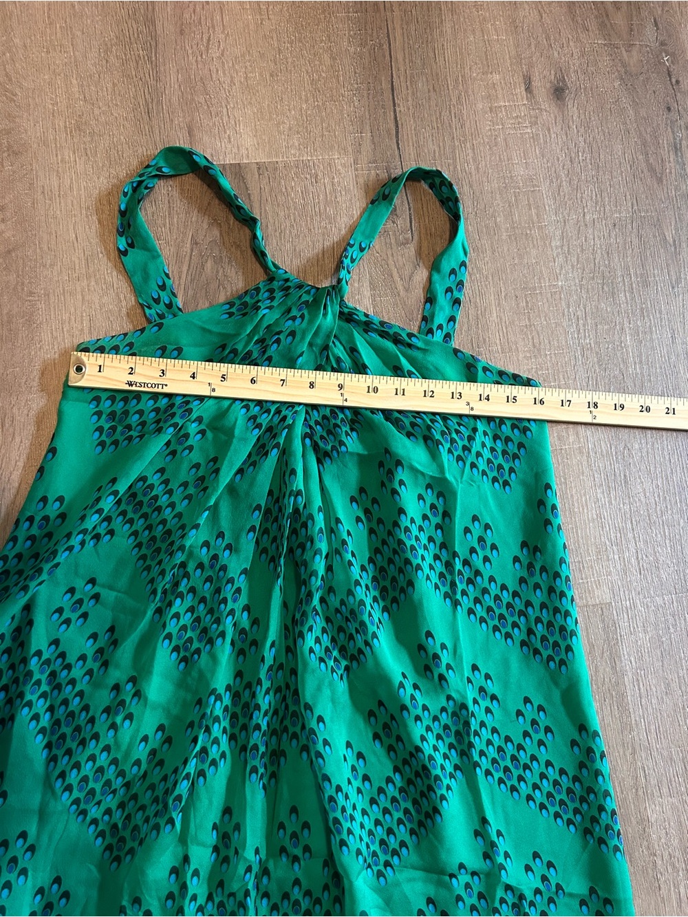 DVF Diane Von Ferstenberg Green Printed Silk Chiffon Maxi Dress with Front Slit - Picture 4 of 10